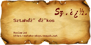 Sztahó Ákos névjegykártya